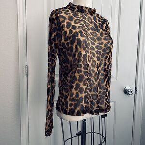 Sheer Leopard Print Long Sleeve Shirt X‎ Large | Y2K | 90s mesh